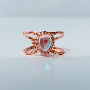Moonstone Ring Rose Gold CZ sizes 6 7 8 9 10